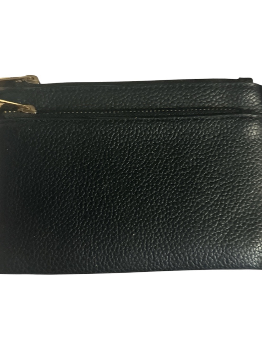 a new day Black Pebbled Cosmetic Zip Pouch gold accents has wristlet hook new